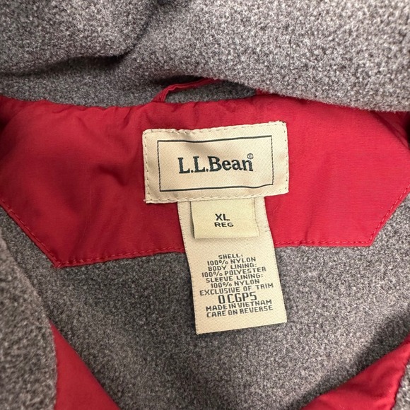 LL Bean Red Fleece Lined Jacket with Mountain Logo Size XL Hiking Winter Warm - Picture 12 of 16